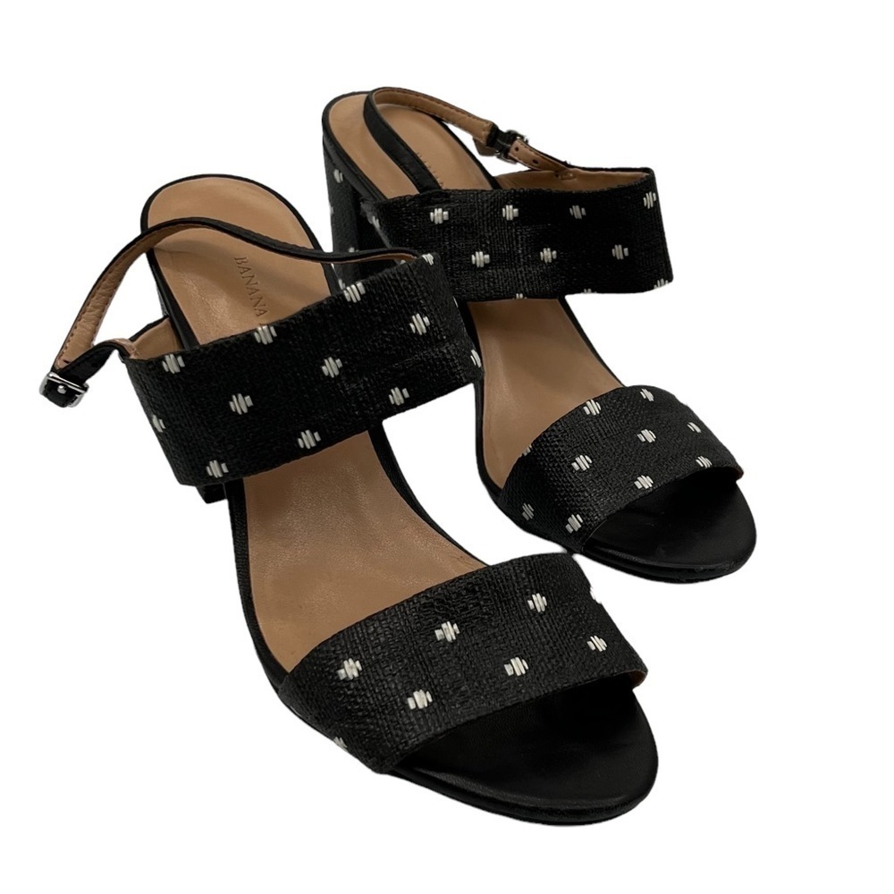 Banana Republic Black White Geometric Print Block Heels Size 6 Women’s